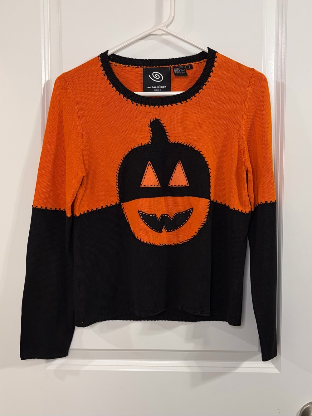 Michael Simon Event Halloween Jack-O-Lantern Women's Sweater Size Small Vintage